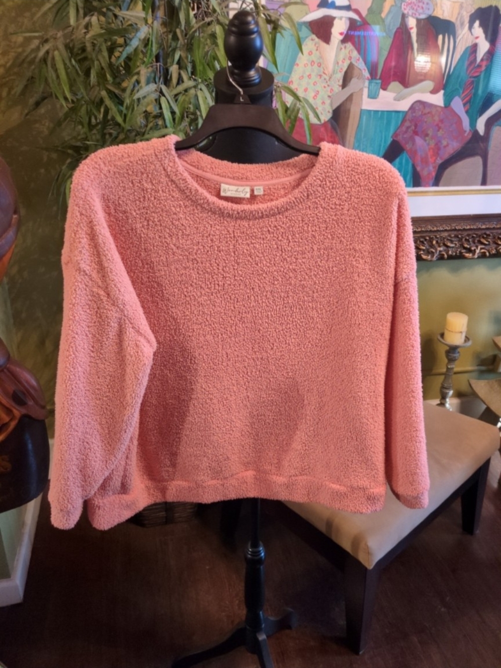Wonderly Plush Crewneck Sweater in Dusty Rose